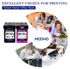 A collage of people using printers and ink cartridges in various settings. Produktbild-Vorschau