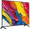 A side view of a modern flat-screen television with a colorful abstract image displayed on its screen. Produktbild-Vorschau