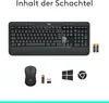 A Logitech keyboard and mouse combo with batteries and icons representing Windows and Chrome. Anteprima dell’immagine prodotto