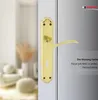 A close-up of a gold door handle on a door, with a blurred interior scene in the background. Produktbild-Vorschau