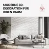 A living room scene featuring a modern sofa and armchair in front of a textured 3D wall. Produktbild-Vorschau