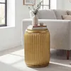 FineBuy Kruhový odkládací stolek z kovu, 35 cm, zlatý, s Náhled obrázku produktu 1