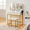 Coiffeuse CLIPOP,Set de coiffeuse à miroir rond,2 Voir les images du produit 7