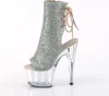 Pleaser ADORE-1018C-RS Plateau Stiefeletten Glitzer Silber Produktbild-Vorschau 3