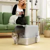 PawHut kattenbak, roestvrij staal, XXL, met deksel, bak en Productafbeelding-voorbeeld 2