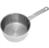 A stainless steel saucepan with a handle, shown against a white background. Produktbild-Vorschau