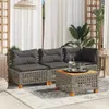 An outdoor living space with a gray poly rattan sectional sofa and coffee table. Produktbild-Vorschau