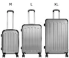 Three suitcases of different sizes (M, L, XL) are displayed side-by-side against a white background. Produktbild-Vorschau
