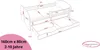 A diagram of a child's bed with dimensions and a pull-out drawer, with a pink overlay in the corner showing size and age range. Náhľad obrázku produktu