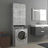 A modern bathroom or laundry room with a washing machine and a storage cabinet. Produktbild-Vorschau