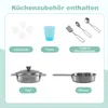 Dětská kuchyňka COSTWAY, dřevěná kuchyňka na hraní s Náhled obrázku produktu 2