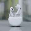 A pair of white wireless earbuds in their charging case. Produktbild-Vorschau