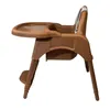 A side view of a brown plastic high chair for toddlers. Produktbild-Vorschau