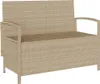 A beige poly rattan garden bench with storage. Náhľad obrázku produktu