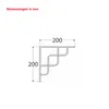 A technical drawing of a black metal shelf bracket with dimensions indicated. Produktbild-Vorschau