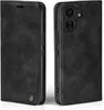 A black flip cover phone case is shown from two angles. Produktbild-Vorschau