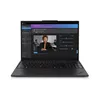 A black Lenovo ThinkPad laptop is shown from a front-facing, slightly elevated angle, displaying its screen which shows a video conferencing application. The background is plain white. Voir les images du produit