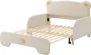 A cream-colored children's bed with a bear-shaped headboard and wooden slats for the mattress. Anteprima dell’immagine prodotto