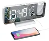 Projektionswecker mit FM-Radio, 7,5 Zoll Spiegeldisplay, USB-Ladegerät, Weiß Productafbeelding-voorbeeld