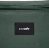A close-up shot of a green fabric bag with a black label that says 'pacsafe'. Produktbild-Vorschau