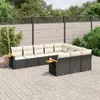 vidaXL 10-tlg. Garten-Sofagarnitur mit Kissen Schwarz Poly Produktbild-Vorschau 2