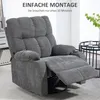 A grey recliner chair with its footrest extended, placed in a room with a window and a side table. Podgląd zdjęcia produktu