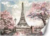 Murale grande Torre Eiffel di Parigi dipinta di rosa carta Anteprima dell’immagine prodotto 1