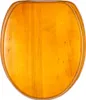 A top-down view of a wooden toilet seat. Produktbild-Vorschau