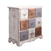 A wooden chest of drawers with nine drawers, each with a different color and a metal handle. Podgląd zdjęcia produktu