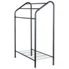 A black metal towel rack with a shelf at the bottom, shown against a white background. Anteprima dell’immagine prodotto