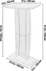 A clear acrylic podium with dimensions indicated by text overlays. Náhled obrázku produktu