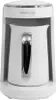 A white electric coffee maker with a silver handle and accents. Anteprima dell’immagine prodotto
