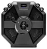 A black gaming steering wheel base with buttons and a small screen. Produktbild-Vorschau