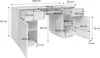 A diagram of a desk with dimensions labeled. Produktbild-Vorschau
