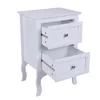 A white wooden nightstand with two drawers, shown from a slightly angled front view. Anteprima dell’immagine prodotto