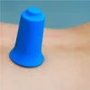 A blue BellaBambi cupping device is placed on skin. Produktbild-Vorschau