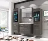 A modern bathroom vanity set with a sink, mirror, and storage cabinets. Anteprima dell’immagine prodotto
