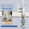 A kitchen faucet is shown with text overlays highlighting its features and a small inset image of a sink with fruit. Produktbild-Vorschau