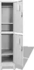 An open, empty metal locker with two compartments. Anteprima dell’immagine prodotto