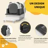 A cat litter box with accompanying accessories and feature callouts. Anteprima dell’immagine prodotto