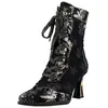 Laura Vita Damen Stiefelette floral Blumenmuster Metallic Produktbild-Vorschau 4