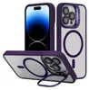 Three views of a purple iPhone case with a clear back and a built-in stand. Podgląd zdjęcia produktu