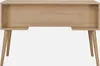A light wood desk with four angled legs and a large open shelf area at the top. Produktbild-Vorschau