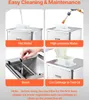 A collage of four images demonstrating the cleaning and maintenance of a VEVOR meat slicer. Náhľad obrázku produktu