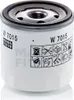 A white oil filter with black and gray markings and a metallic top. Podgląd zdjęcia produktu