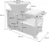 A diagram of a plancha-grill with dimensions labeled. Produktbild-Vorschau