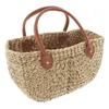 große Tasche aus Wasserhyazinthe mit Ledergriffen, Shopper Produktbild-Vorschau 2