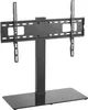 A black TV stand with a glass base, shown against a white background. Anteprima dell’immagine prodotto