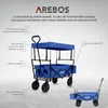 AREBOS Bollerwagen pliable avec toit bleu | incl. 2 poches Voir les images du produit 3
