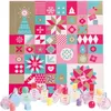 An advent calendar with 12 doors, decorated with festive patterns and numbers, and a collection of small perfume bottles displayed in front of it. Náhled obrázku produktu